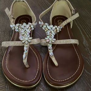 Gold rhinestone sandals